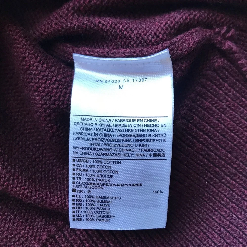 Banana Republic Men's Burgundy Shawl Collar Sweater